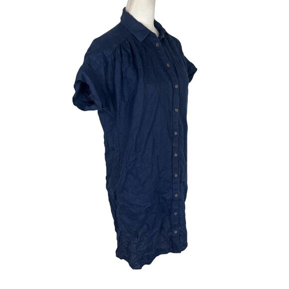 J. Crew Baird McNutt Irish Linen Button Shirt Dress Navy Relaxed Size XS - Picture 3 of 7